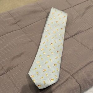 White and Yellow Silk Tie with pelican Pattern